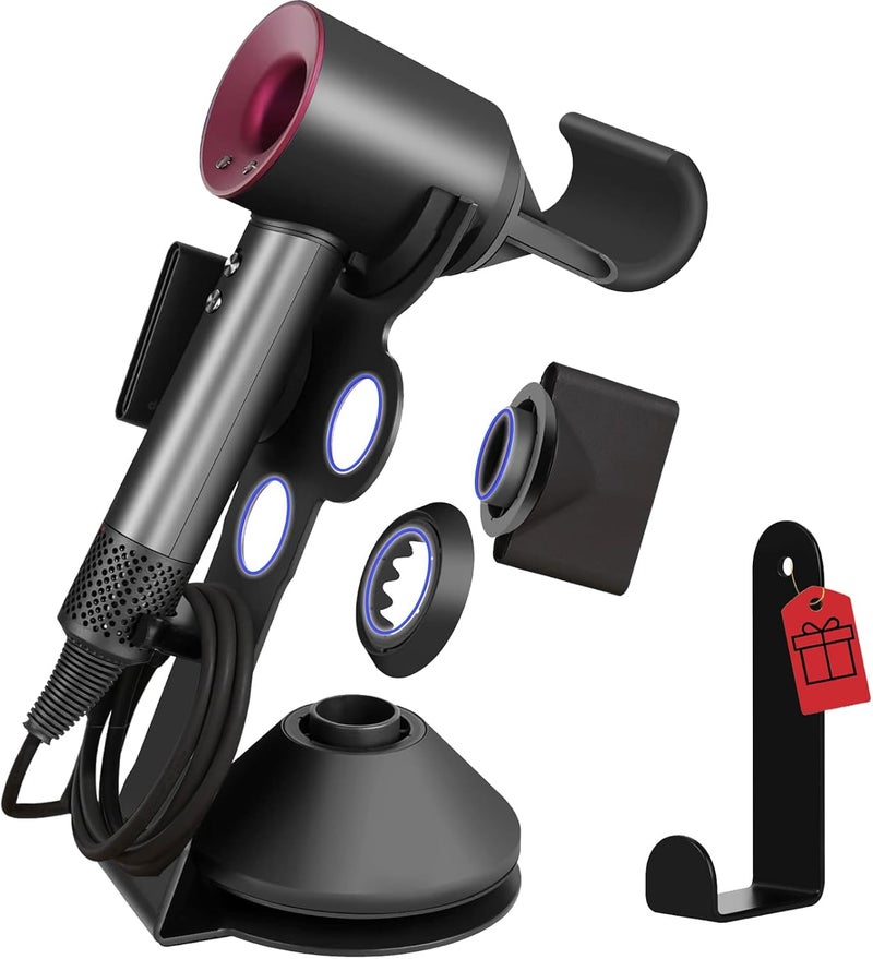 Lasvea Hair Dryer Holder for Dyson Supersonic,Pure Cast Iron Magnetic Stand Holder with Power Plug Cable Organizer(Suit for Laifen), Over 50% Thicker Base for Enhanced Stability,4 Magnet Ring for - Image 1
